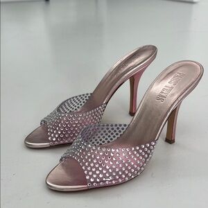 Paris Texas Pink Stiletto Heels with Crystal Embellishments